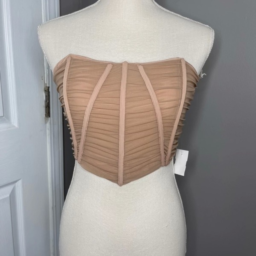 Ruched Tan Bustier Top